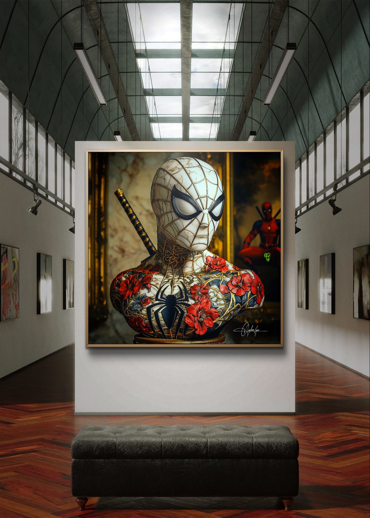 SPIDERMAN X DEADPOOL  -  Tirage d'art unique encadré