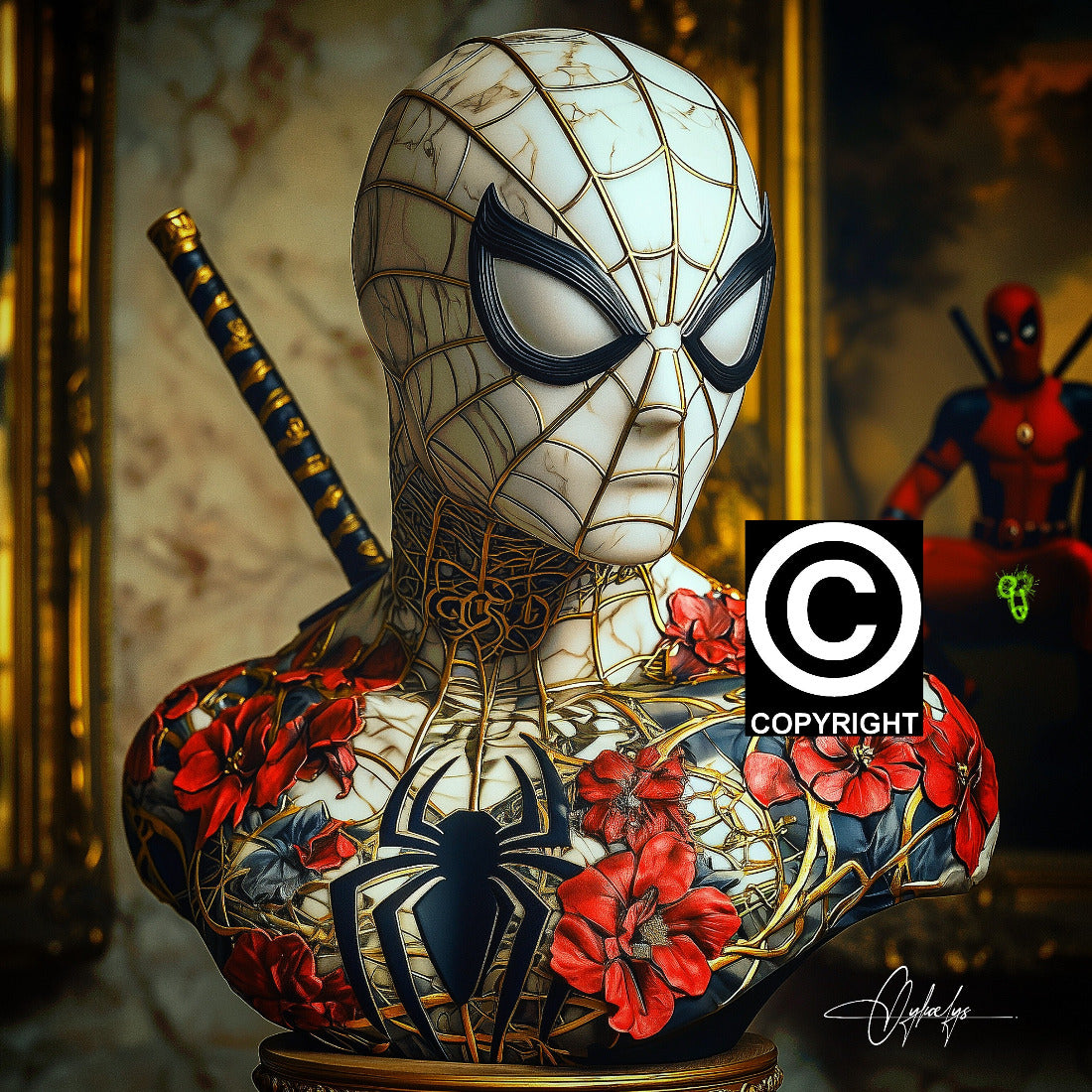 SPIDERMAN X DEADPOOL  -  Tirage d'art unique encadré
